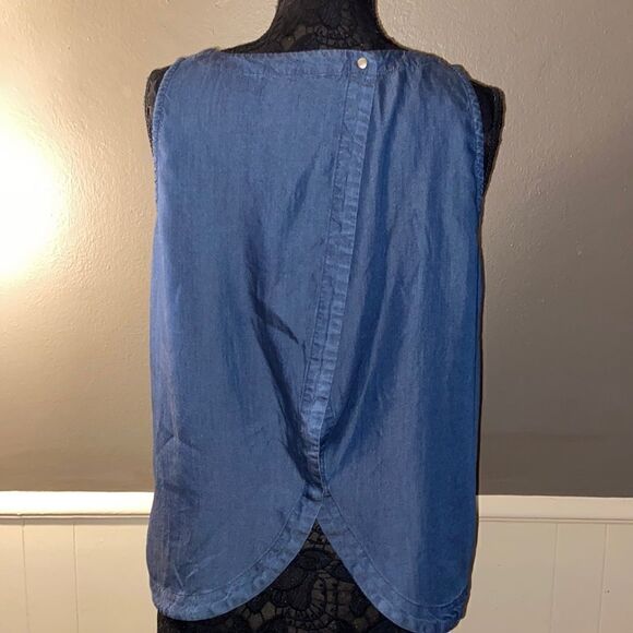 Dark indigo Denim Sleeveless Shirt Size Medium Pure Navy NWT - Picture 2 of 4